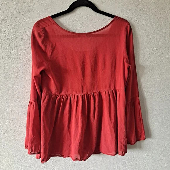 Free People Red Embellished Tunic Blouse - Picture 8 of 8
